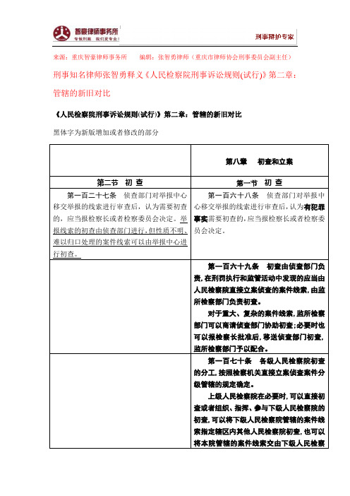 《人民检察院刑事诉讼规则(试行)》关于初查和立案的新旧对比