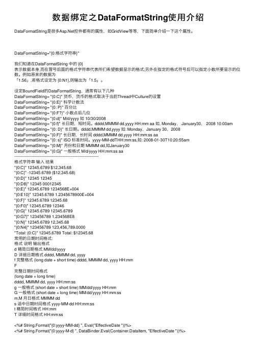 数据绑定之DataFormatString使用介绍