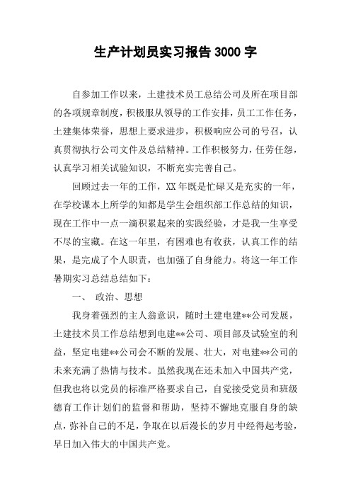 生产计划员实习报告3000字.docx