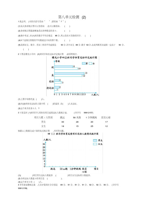 人教版小学四年级下册数学第八单元《平均数与条形统计图》测试卷有答案【Word版】