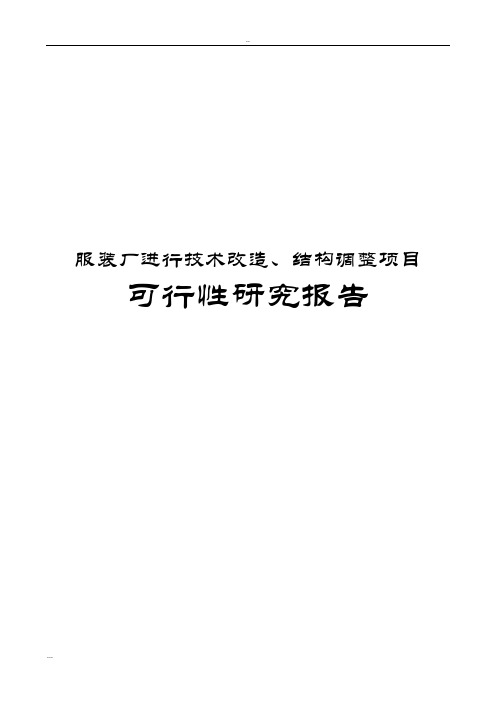 服装厂进行技术改造、结构调整项目可行性研究报告