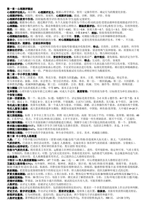 自考03519心理测评技术与档案建立考前突击资料——老张精简版