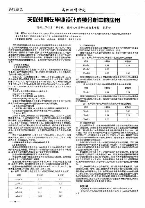 关联规则在毕业设计成绩分析中的应用