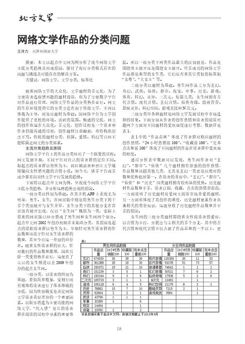 网络文学作品的分类问题