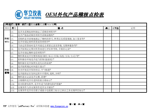 供应商稽核点检表