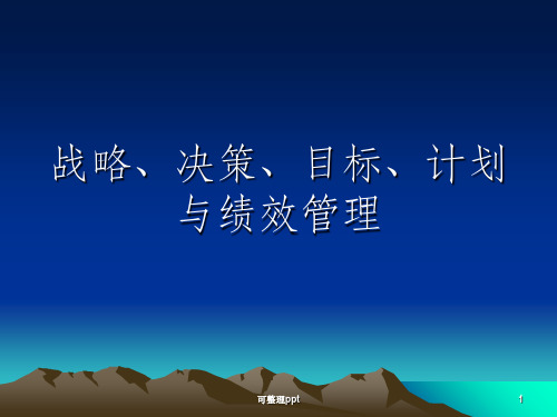 决策、目标、计划与绩效管理