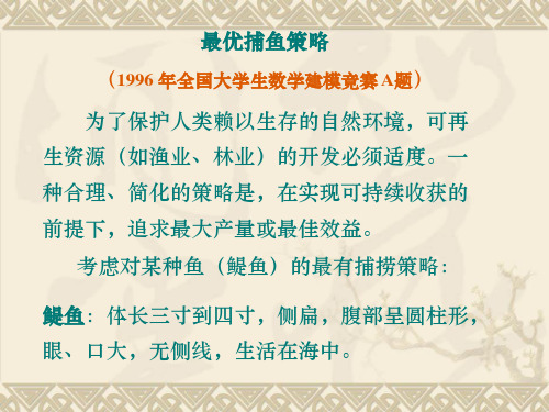 微分方程建模举例—96年竞赛题 捕鱼问题