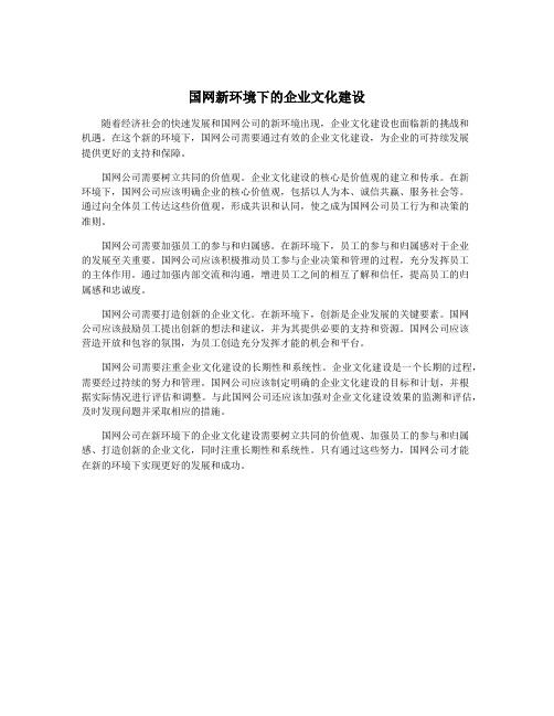 国网新环境下的企业文化建设