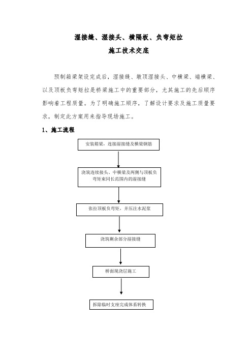 湿接缝、湿接头、横隔、负弯矩张拉施工组织方案