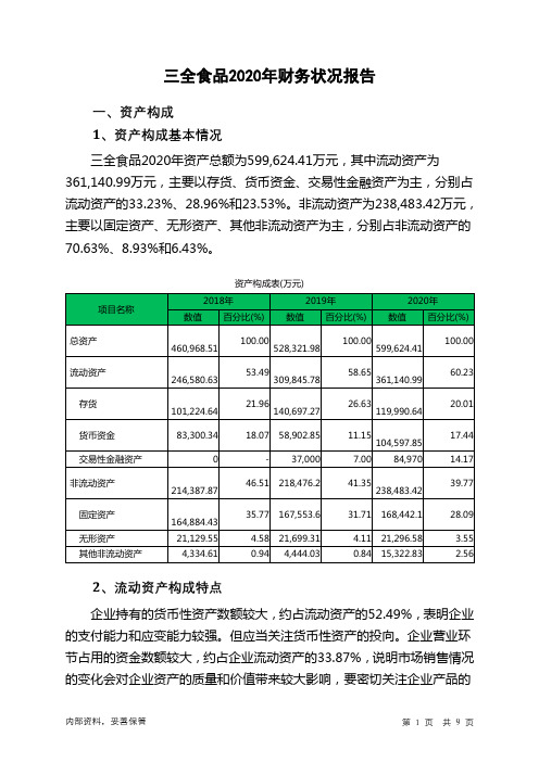 三全食品2020年财务状况报告