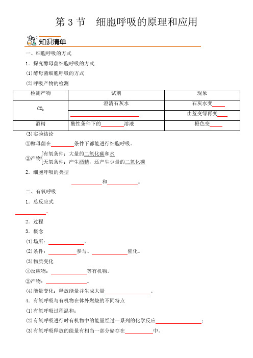 5.3细胞呼吸的原理和应用(学生版)