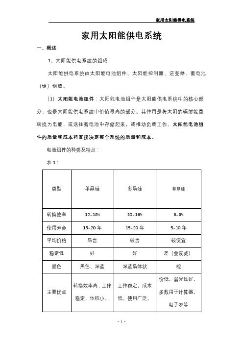 家用太阳能供电系统