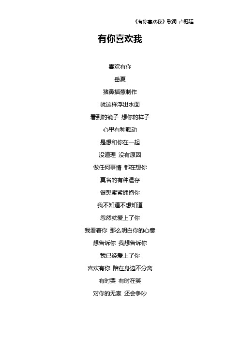 《有你喜欢我》歌词 卢冠廷