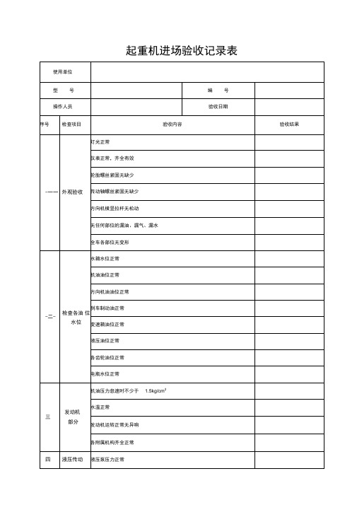 起重机、汽车起重机验收记录