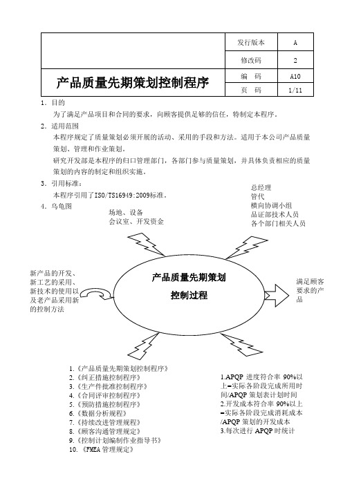 产品质量先期策划控制程序