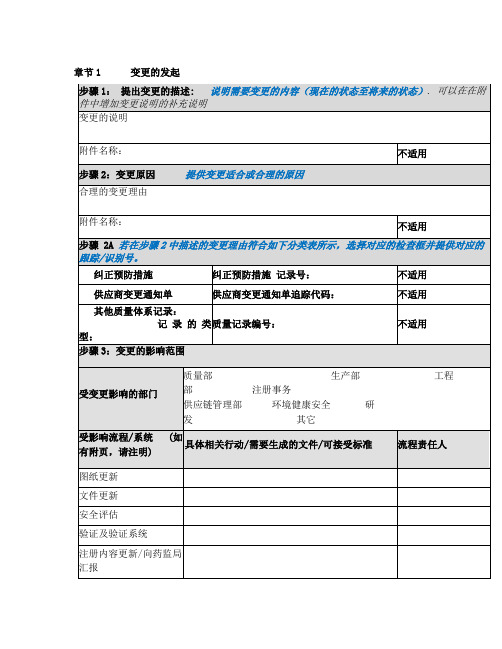 变更控制管理表格