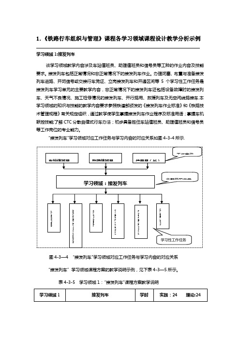 铁路行车组织与管理学习领域课程设计案例