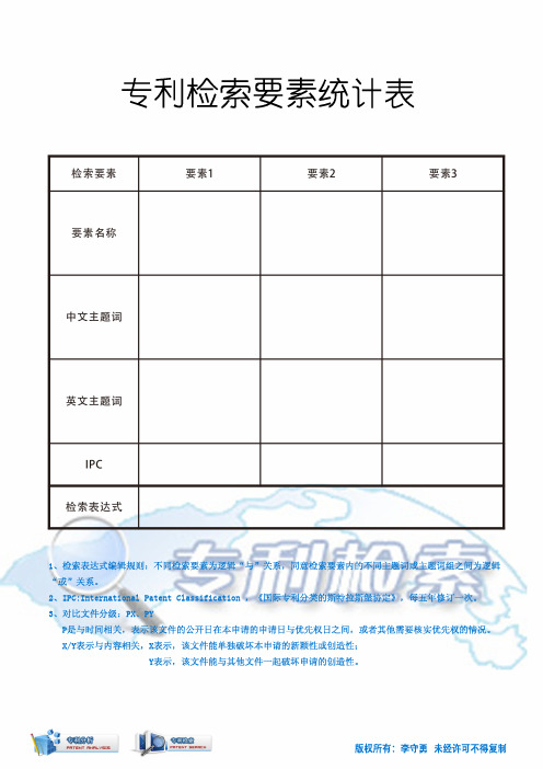 专利检索要素统计表