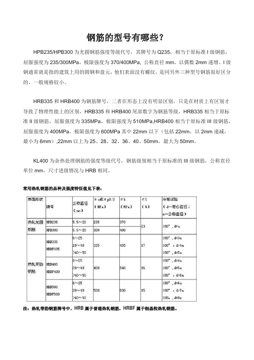 钢筋规格型号表