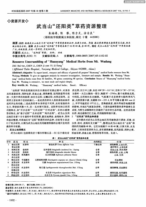 武当山“还阳类”草药资源整理