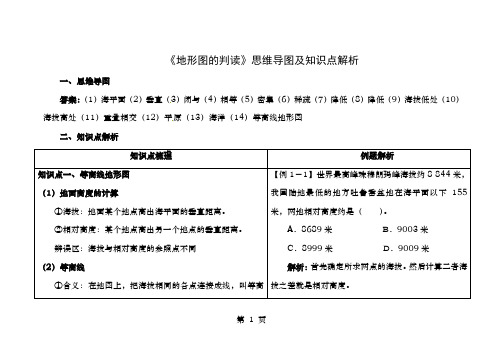 七年级地理上册14地形图的判读思维导图及知识点解析