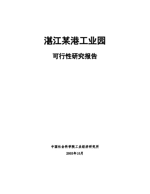 湛江临港工业园可行性研究报告(全文)