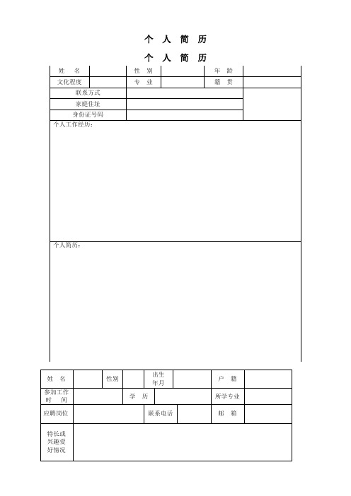 工作人员个人简历模板(6套)【精选文本】