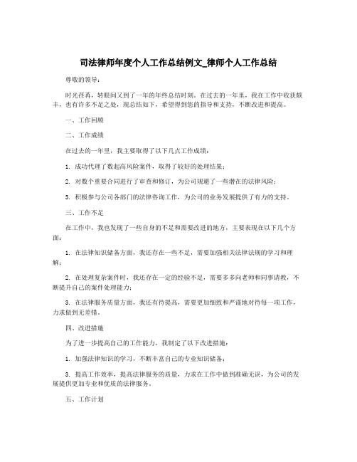 司法律师年度个人工作总结例文_律师个人工作总结