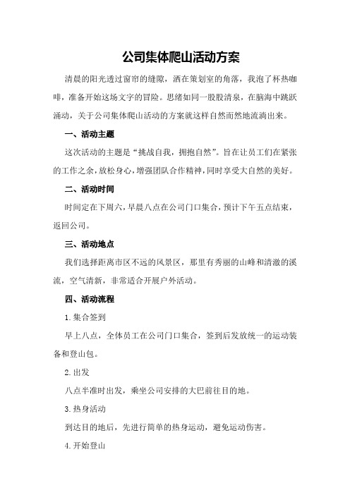 公司集体爬山活动方案