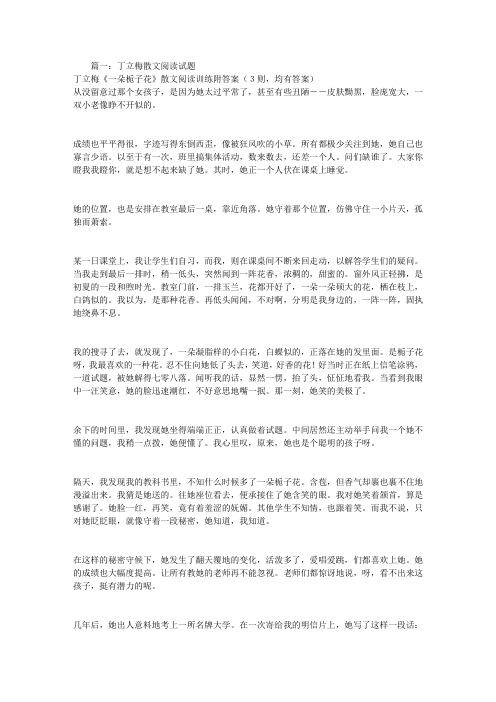 丁立梅散文阅读试题