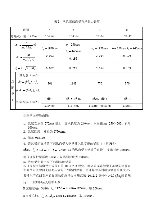 钢结构设计《次梁配筋图》