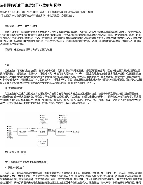 热处理有机化工废盐的工业盐制备杨帅