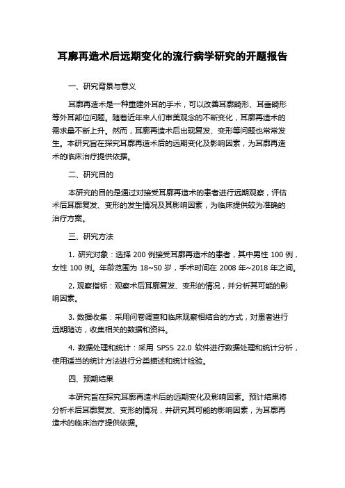 耳廓再造术后远期变化的流行病学研究的开题报告