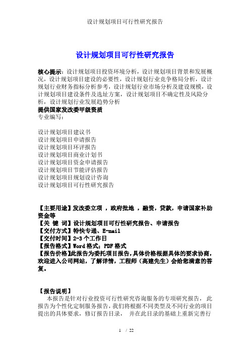 设计规划项目可行性研究报告
