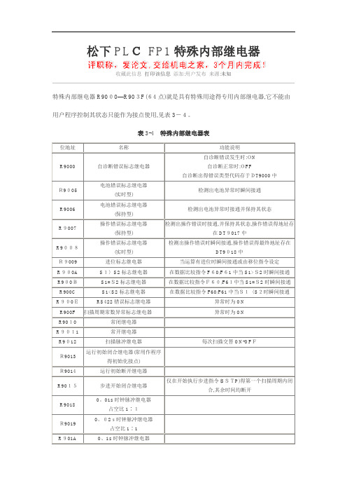 松下内部特殊继电器