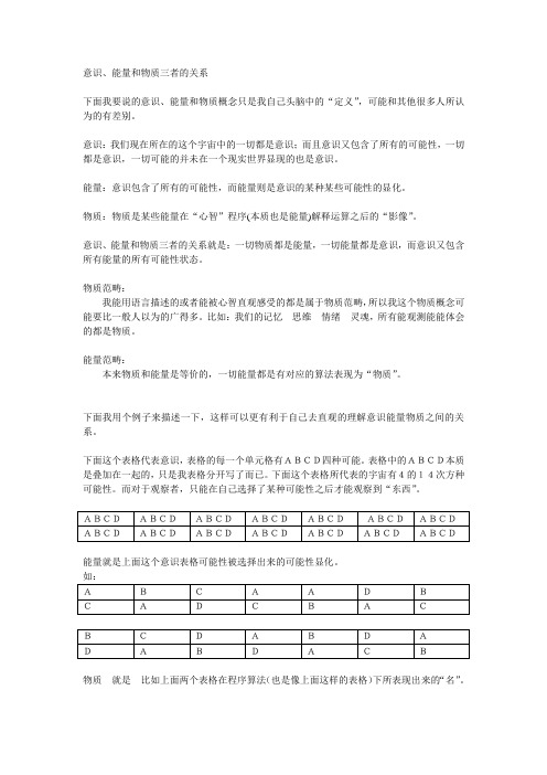 意识能量物质的关系