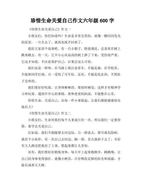 珍惜生命关爱自己作文六年级600字