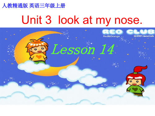 人教精通版三年级英语上册Unit 3 Look at my nose.  Lesson 14课件