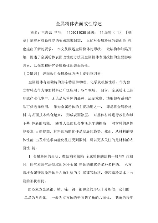 金属粉体表面改性综述