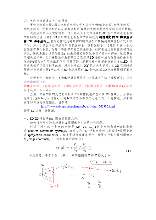 0世界坐标系到相机坐标系的转换(3D物体到2D图像)