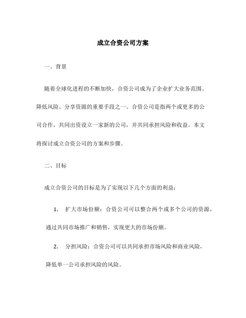 成立合资公司方案