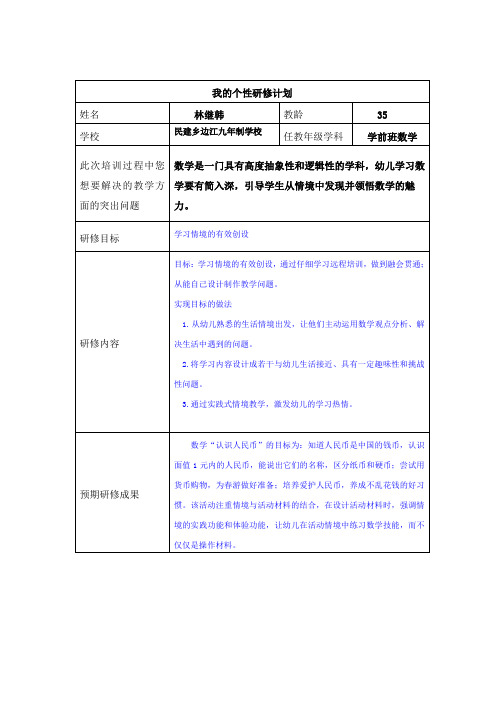 作业2 我的个性研修计划