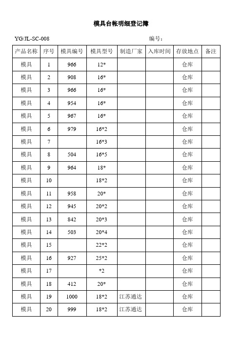 模具台帐记录表