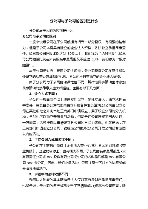 分公司与子公司的区别是什么