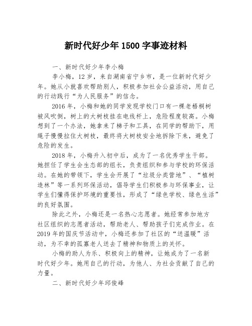 新时代好少年1500字事迹材料3篇