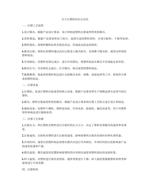 关于注塑的知识点总结