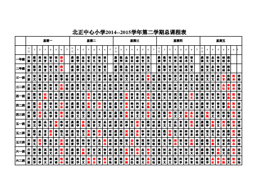 北正中心小学总课程表20150326