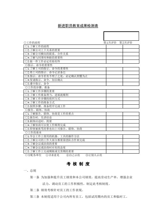 新进职员教育成果检测表