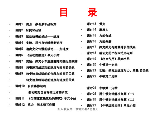 新人教版高一物理必修1总复习