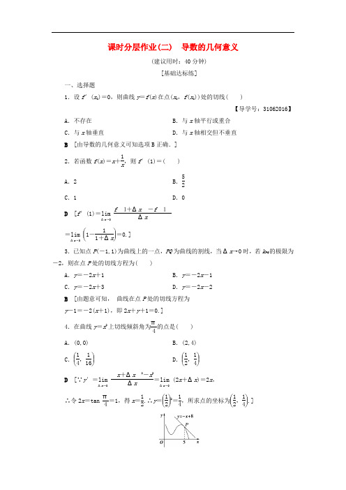 高中数学 课时分层作业2 导数的几何意义 新人教A版选修22